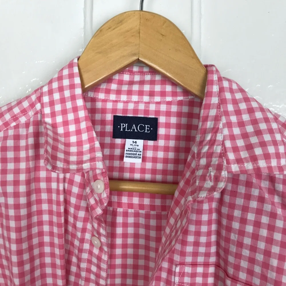 the children’s place : size : Girl’s 14 : barbiecore button up plaid flannel
